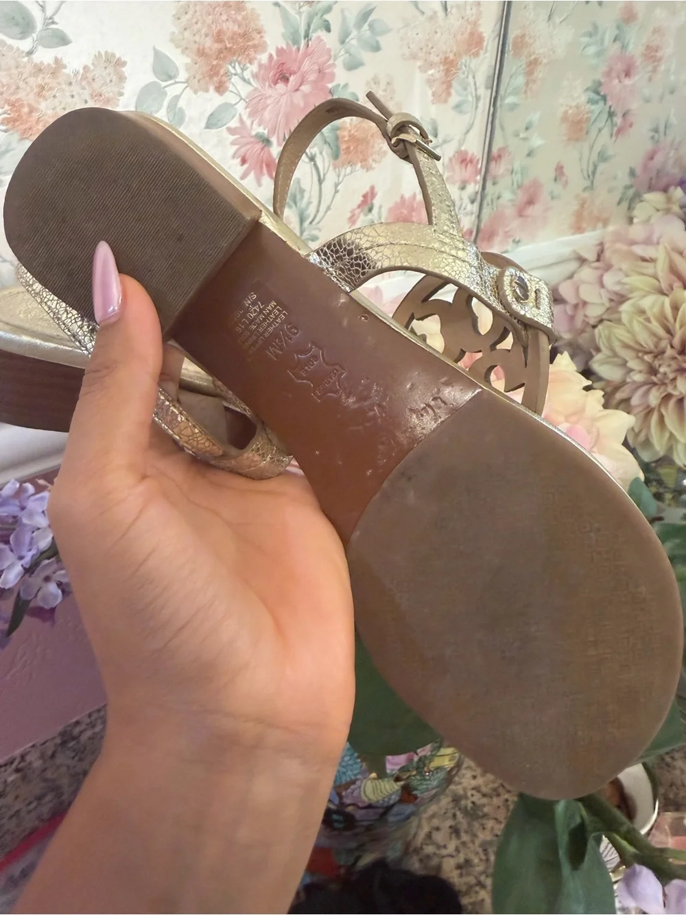 Tory Burch Metallic Gold Miller Logo Thong Sandals